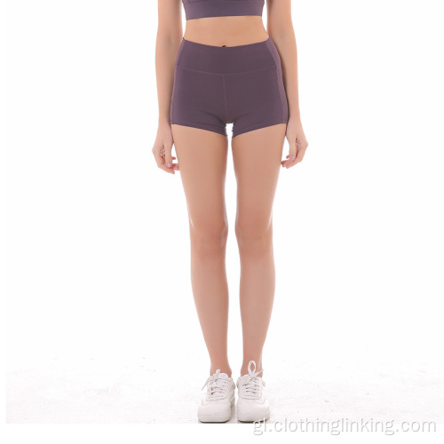 Shorts de ioga sexy de cintura alta para mulleres